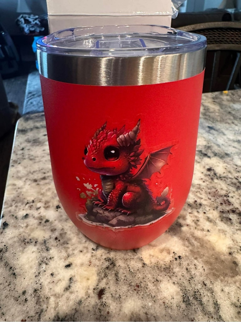 Hand Crafted Red Dragon Stainless Stemless Wine Tumbler NEW IN BOX